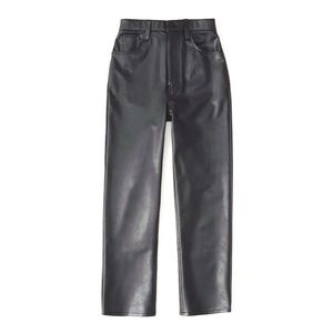 Vegan Leather Ankle Straight Pants